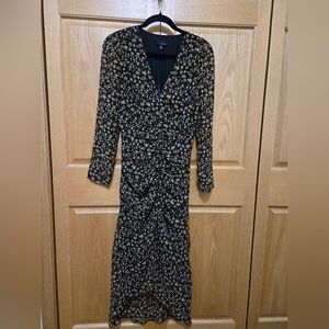 Lucy Paris Black and Gold Floral Long Sleeve Dress